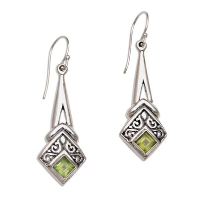 Alternate image for Peridot and Sterling Silver Dangle Earrings from Indonesia Bali Gleam