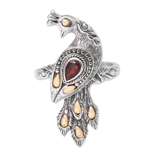 Alternate image for Artisan Crafted Garnet Ring Peacock on Parade