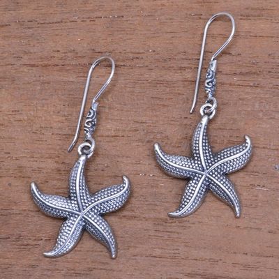 Alternate image for Sterling Silver Starfish Dangle Earrings from Bali Sanur Starfish