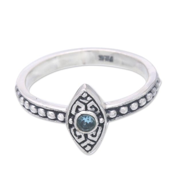 Alternate image for Balinese Blue Topaz and Sterling Silver Cocktail Ring Blue Glance