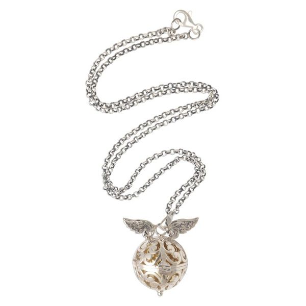 Alternate image for Handmade Angel Wing Sterling Silver Harmony Ball Necklace Wings of an Angel