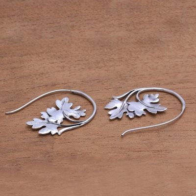 Alternate image for Leaf-Shaped Sterling Silver Drop Earrings from Bali Leafy Canopy