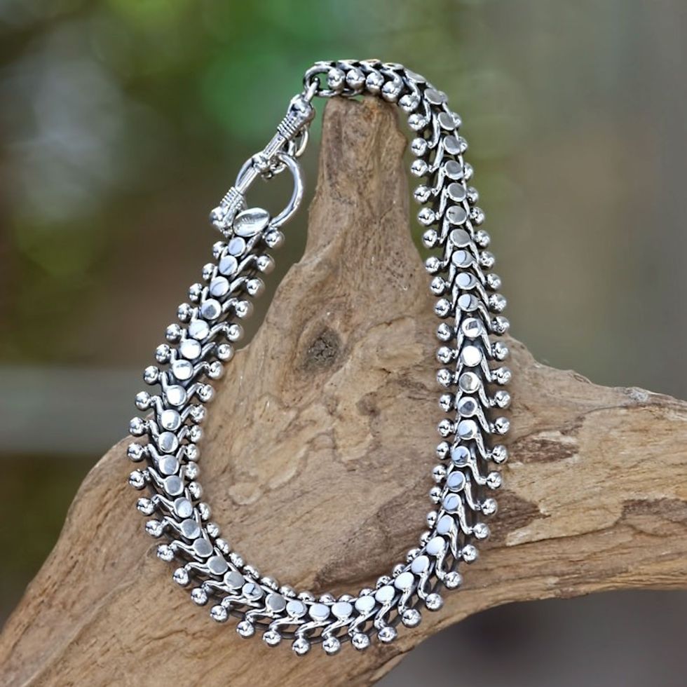Sterling Silver Link Bracelet 'Centipede Crawl'