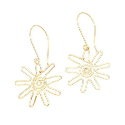 Alternate image for Hand Crafted Gold-Plated Dangle Earrings from Indonesia Sun Gleam