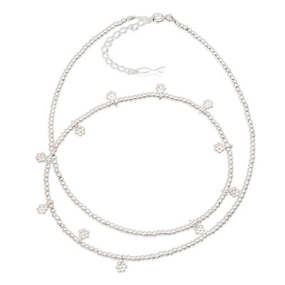 Alternate image for Hand Made Sterling Silver Floral Charm Necklace Silver Flora