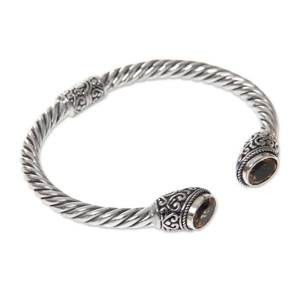 Alternate image for Sterling Silver Hinged Cuff Bracelet with Citrines Bali Splendor