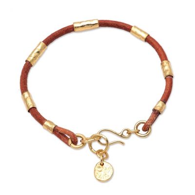 Alternate image for Leather and Brass Beaded Cord Bracelet from Bali Banded Snake