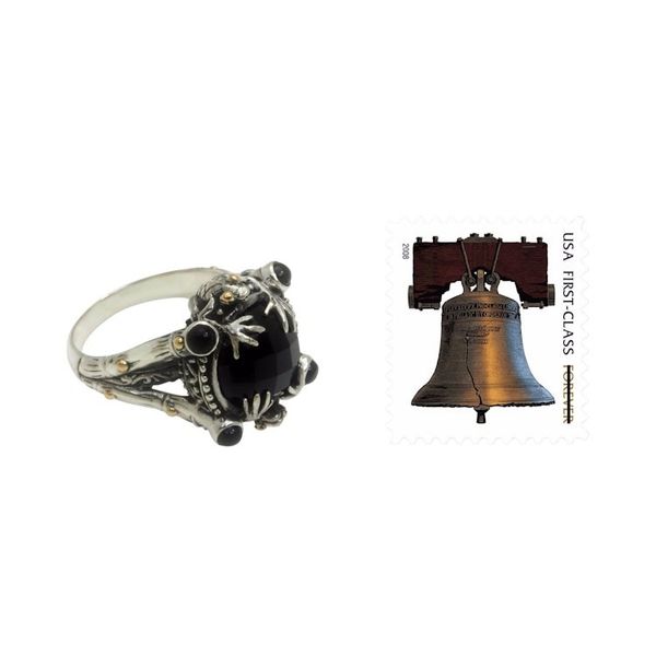 Alternate image for Onyx Sterling Silver Ring with Gold Accents Tropical Frogs
