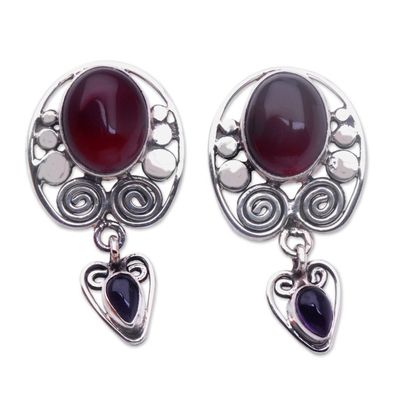 Alternate image for Amethyst and carnelian dangle earrings Illusions