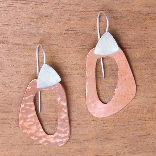 Alternate image for Sterling Silver and Glistening Copper Dangle Earrings Glistening Lakes