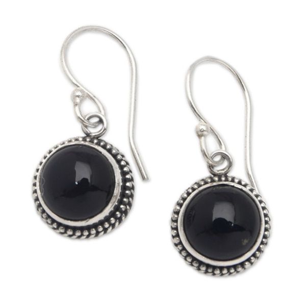 Alternate image for Dangle Earrings with Onyx Cabochons and Braided Motifs Guardian Gaze