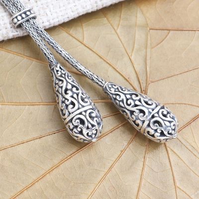 Alternate image for Sterling Silver Lariat Style Necklace from Bali Plain and Fancy
