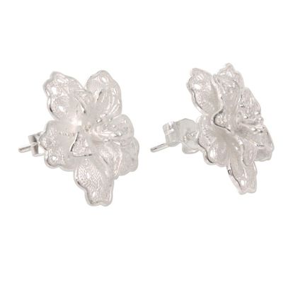 Alternate image for Sterling Silver Filigree Earrings Crafted by Hand in Bali Filigree Magnolia