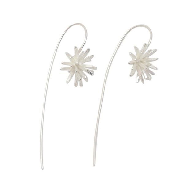 Alternate image for Modern Sterling Silver Drop Earrings Crafted in Bali Coral Glisten