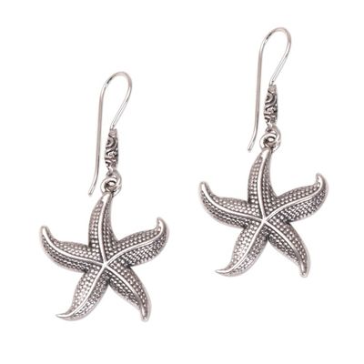 Alternate image for Sterling Silver Starfish Dangle Earrings from Bali Sanur Starfish