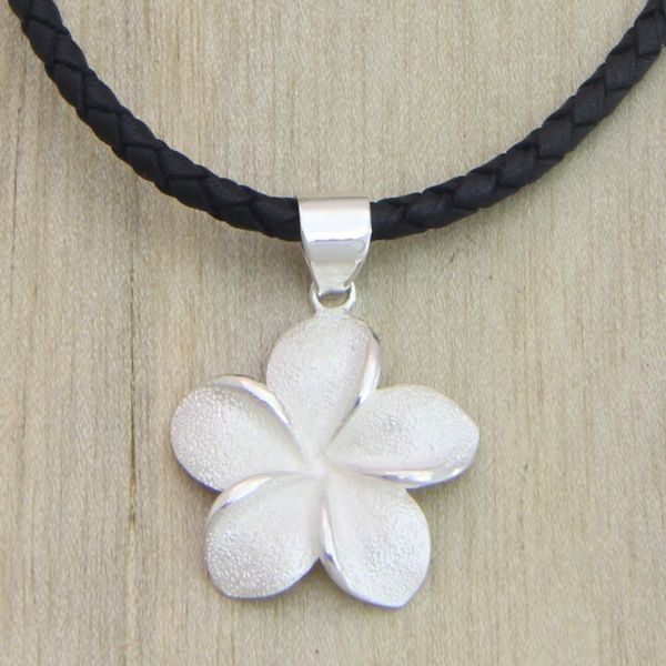 Alternate image for Hand Crafted Womens Floral Sterling Silver Necklace Frangipani