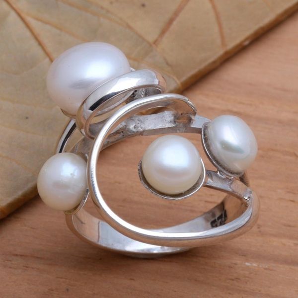 Alternate image for Creamy White Cultured Pearl Cocktail Ring Wave Crest