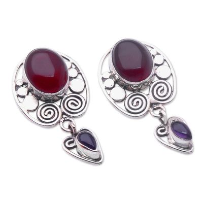 Alternate image for Amethyst and carnelian dangle earrings Illusions