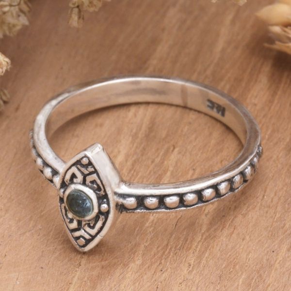 Alternate image for Balinese Blue Topaz and Sterling Silver Cocktail Ring Blue Glance