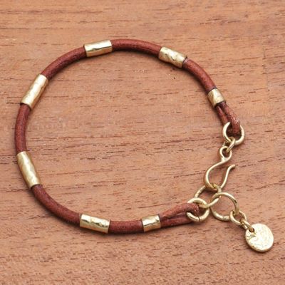 Alternate image for Leather and Brass Beaded Cord Bracelet from Bali Banded Snake
