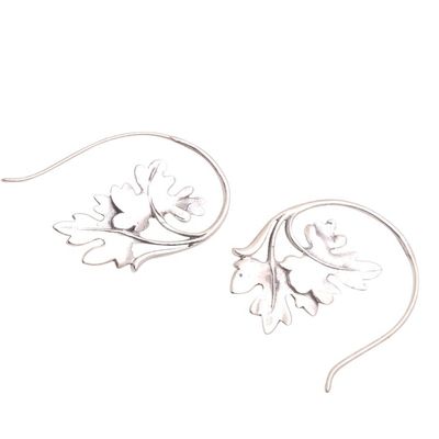 Alternate image for Leaf-Shaped Sterling Silver Drop Earrings from Bali Leafy Canopy