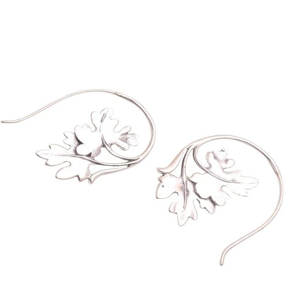 Alternate image for Leaf-Shaped Sterling Silver Drop Earrings from Bali Leafy Canopy