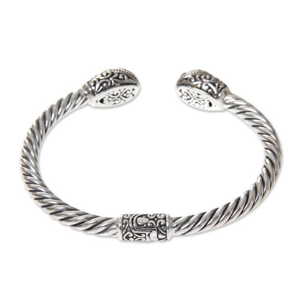Alternate image for Sterling Silver Hinged Cuff Bracelet with Citrines Bali Splendor