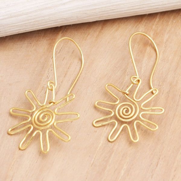 Alternate image for Hand Crafted Gold-Plated Dangle Earrings from Indonesia Sun Gleam