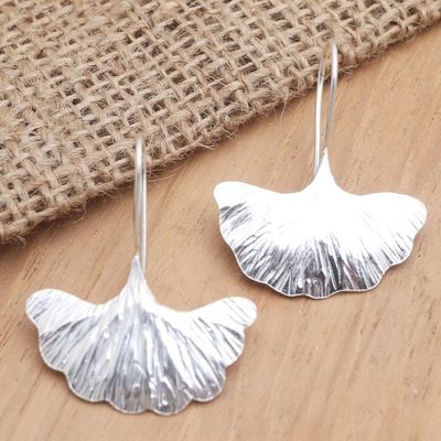 Alternate image for Leaf-Motif Sterling Silver Drop Earrings Summer Fan