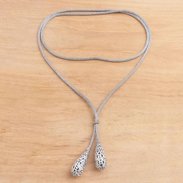 Alternate image for Sterling Silver Lariat Style Necklace from Bali Plain and Fancy