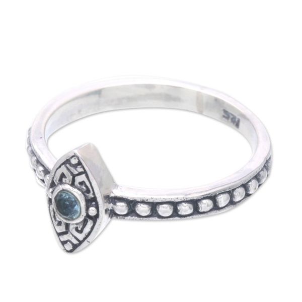 Alternate image for Balinese Blue Topaz and Sterling Silver Cocktail Ring Blue Glance