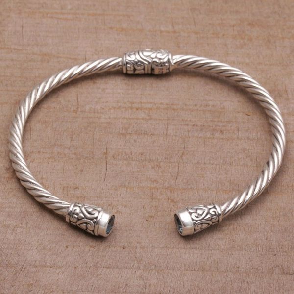 Alternate image for Blue Topaz and Sterling Silver Cuff Bracelet from Bali Spiral Temple