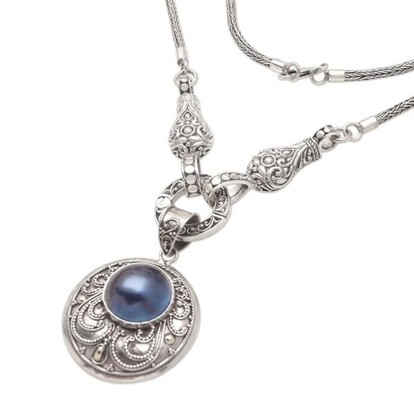 Alternate image for Hand Crafted Cultured Mabe Pearl Pendant Necklace from Bali Ocean Heart