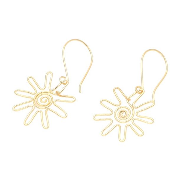 Alternate image for Hand Crafted Gold-Plated Dangle Earrings from Indonesia Sun Gleam