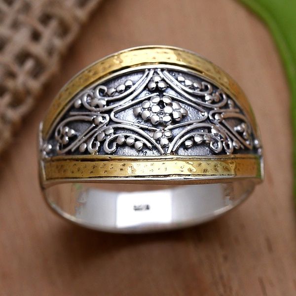 Alternate image for Sterling Silver Statement Ring with 18k Gold Plating Royal Vineyard