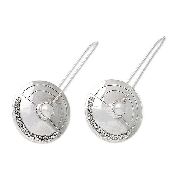 Alternate image for Modern Pearl Sterling Silver Drop Earrings Moonlight Sand