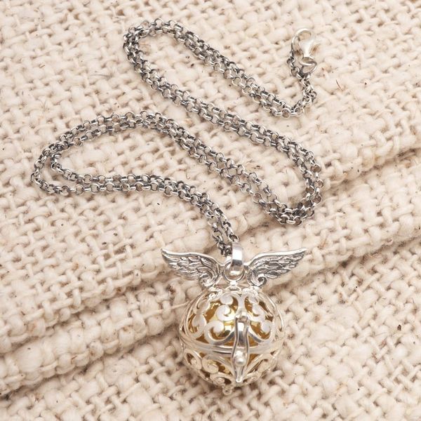 Alternate image for Handmade Angel Wing Sterling Silver Harmony Ball Necklace Wings of an Angel