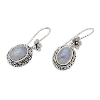 Alternate image for Traditional Natural Rainbow Moonstone Dangle Earrings Queen Moonlight