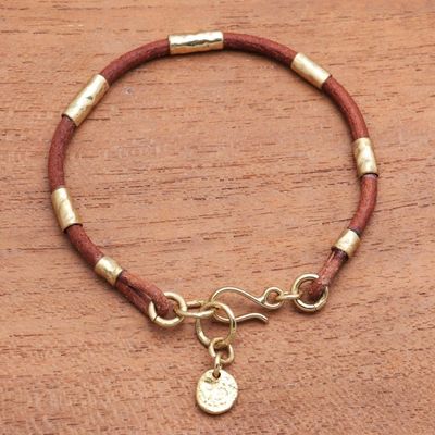 Alternate image for Leather and Brass Beaded Cord Bracelet from Bali Banded Snake