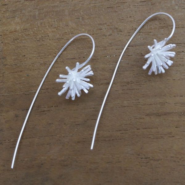 Alternate image for Modern Sterling Silver Drop Earrings Crafted in Bali Coral Glisten