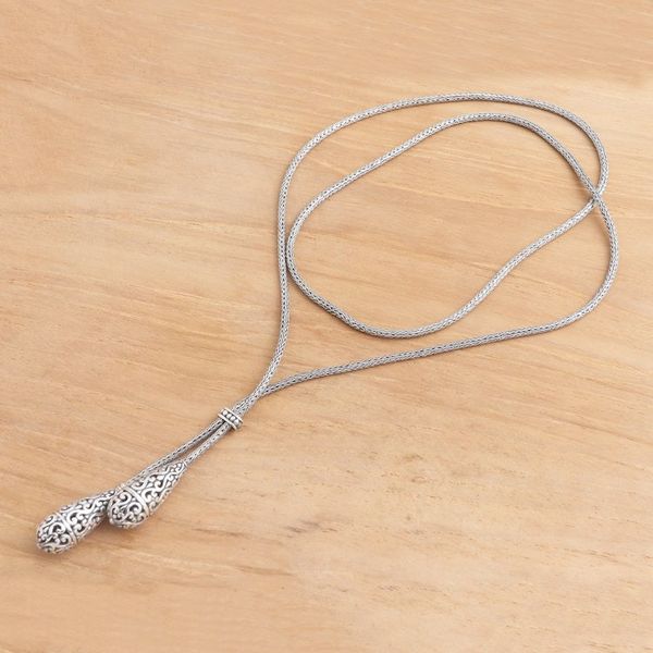 Alternate image for Sterling Silver Lariat Style Necklace from Bali Plain and Fancy