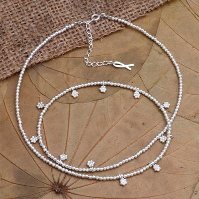 Alternate image for Hand Made Sterling Silver Floral Charm Necklace Silver Flora