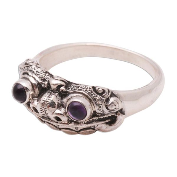 Alternate image for Mens Artisan Crafted Sterling Silver and Amethyst Ring Immortal Eclipse