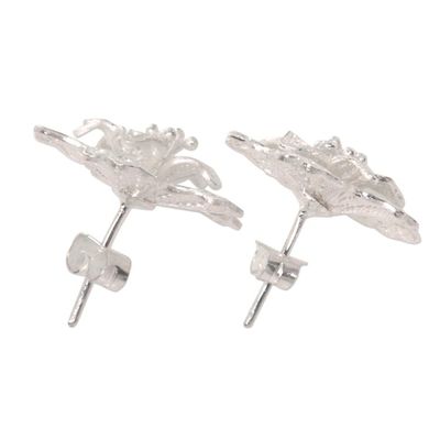 Alternate image for Sterling Silver Filigree Earrings Crafted by Hand in Bali Filigree Magnolia