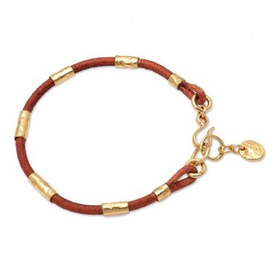 Alternate image for Leather and Brass Beaded Cord Bracelet from Bali Banded Snake