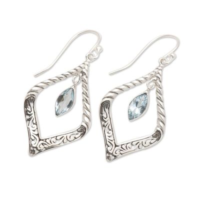Alternate image for Sterling Silver and Blue Topaz Fair Trade Balinese Earrings Island Queen
