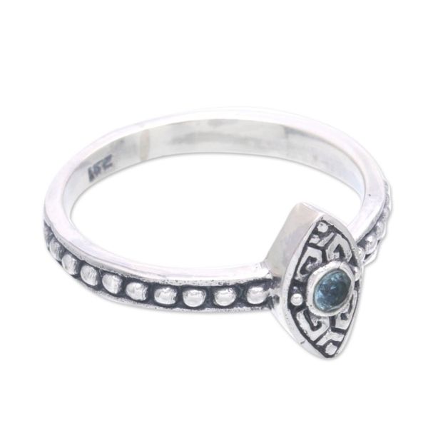 Alternate image for Balinese Blue Topaz and Sterling Silver Cocktail Ring Blue Glance