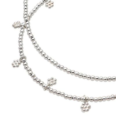 Alternate image for Hand Made Sterling Silver Floral Charm Necklace Silver Flora