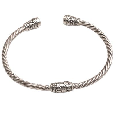 Alternate image for Blue Topaz and Sterling Silver Cuff Bracelet from Bali Spiral Temple