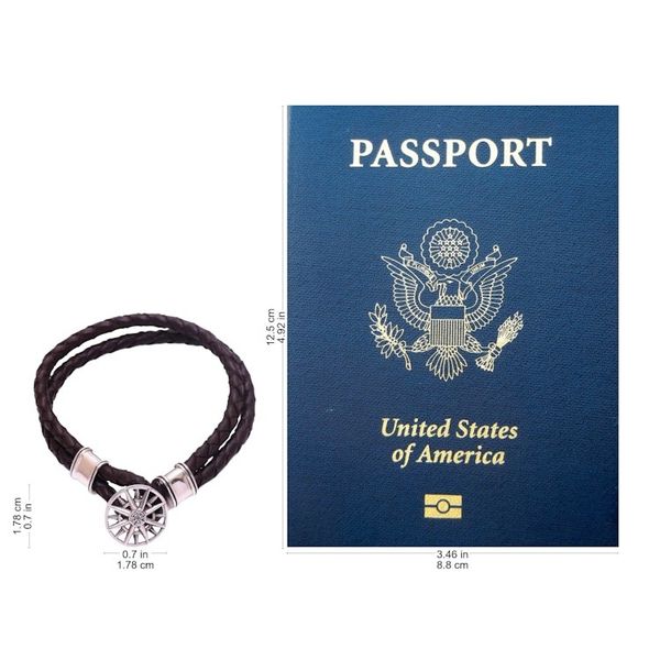 Alternate image for Leather Braided Cord Bracelet with a Sterling Silver Compass True North